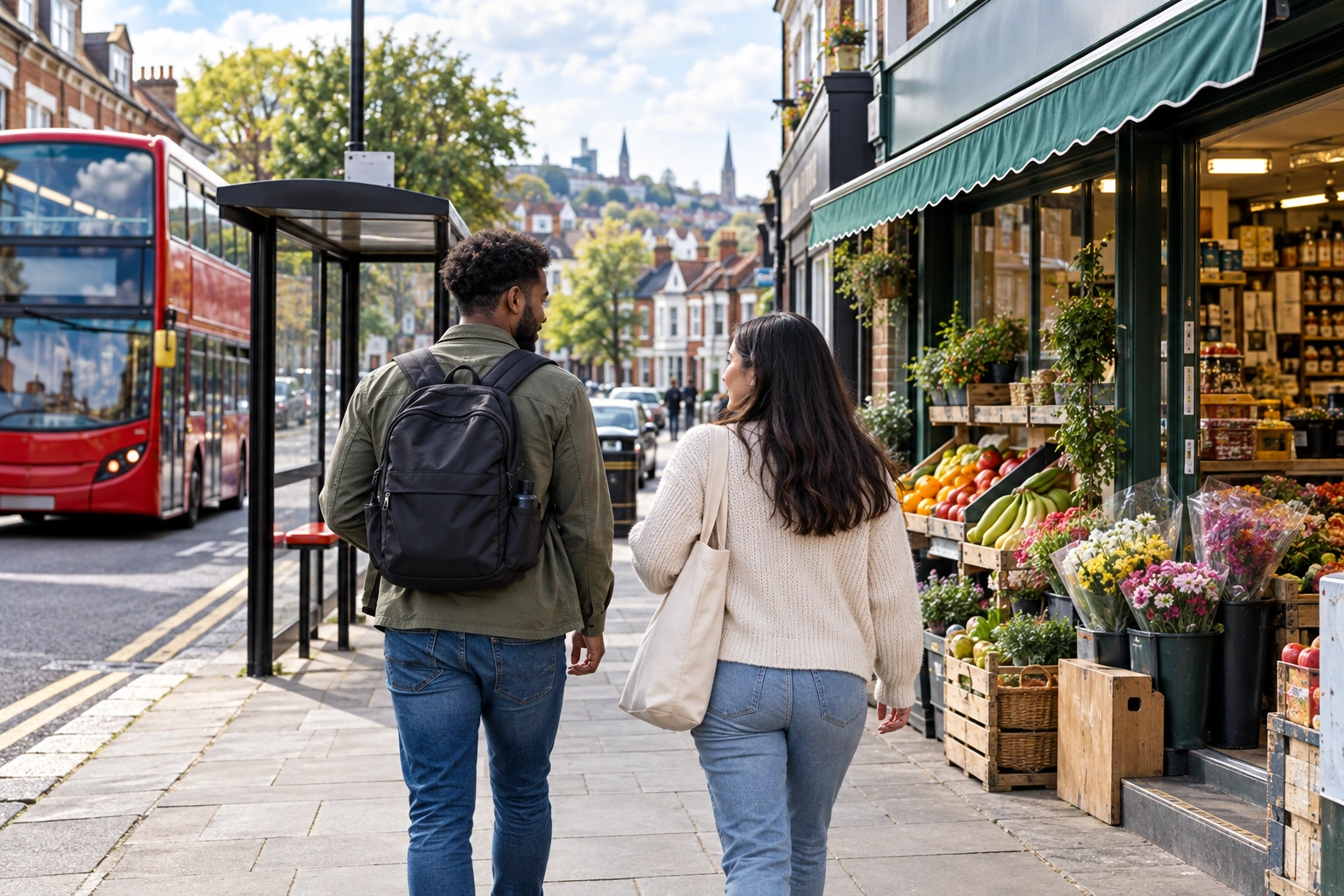 Illustration: Students exploring a UK neighbourhood