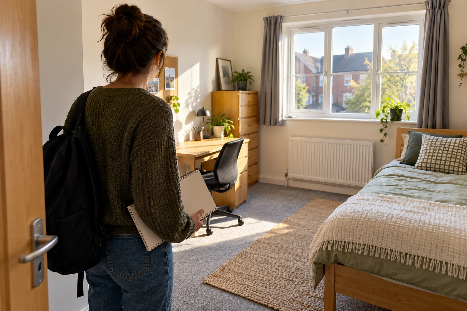 Illustration: A visitor looking around a rental room